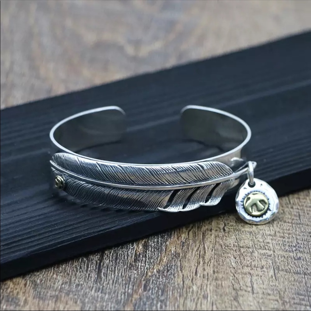 vintage style feather cuff bracelet